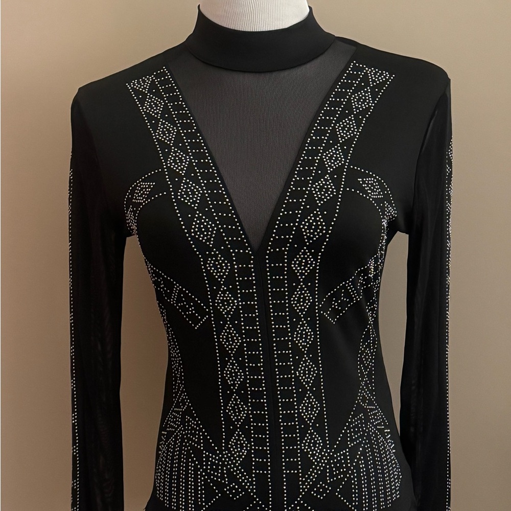 Black Embellished Long Sleeve Top